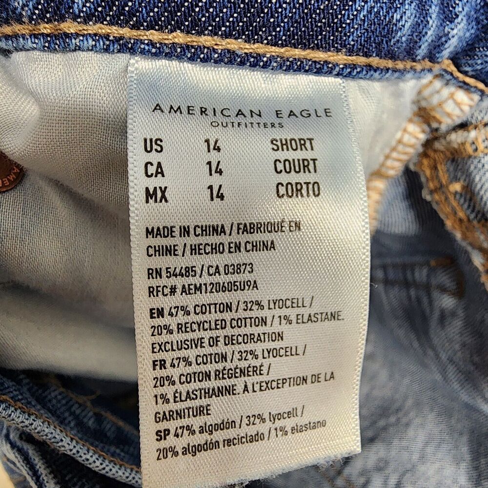 American Eagle Womens Stovepipe Jeans Size 14S Wide Leg High Waist Stretch Baggy - Picture 10 of 10